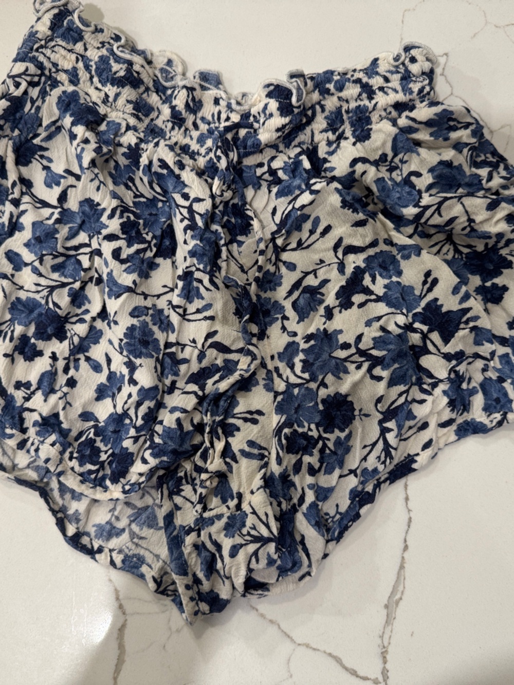 American Eagle Outfitters White Skirt with Blue Floral Print